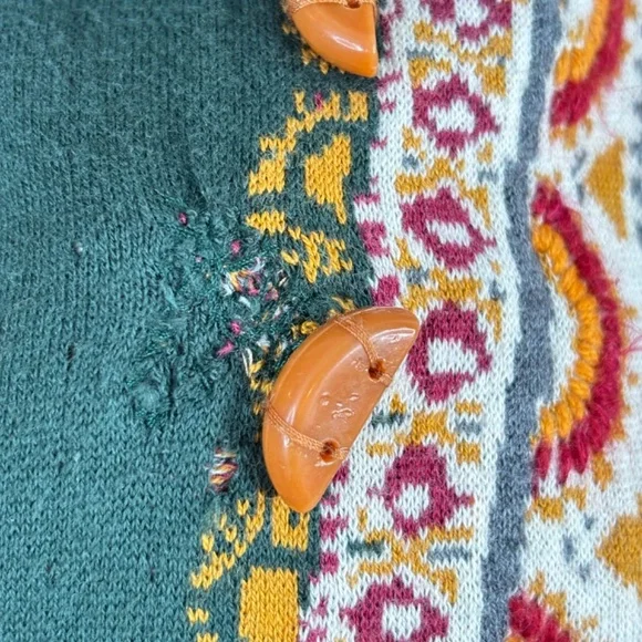 Anthropologie Knitted Knotted Beaded Lanka Sweater Dress L Boho Nordic Fair Isle - Picture 4 of 11